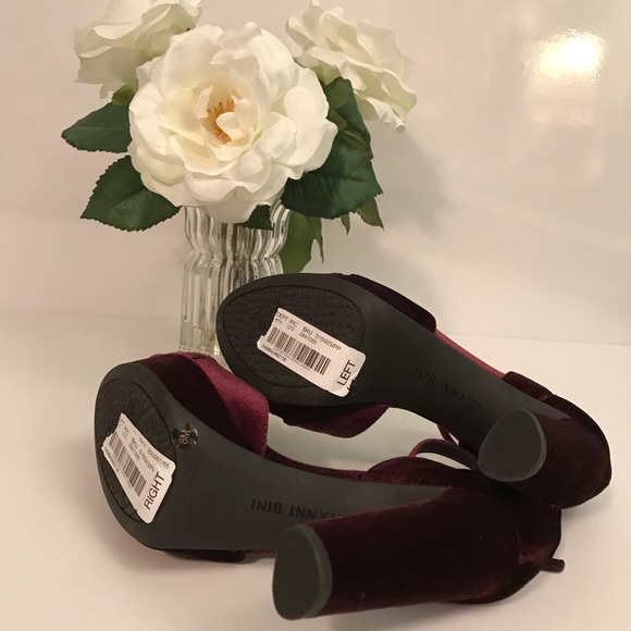 Burgundy Velvet Platform Sandals - Picture 7 of 7